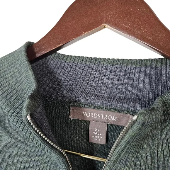 Nordstrom Signature 100% Extra Fine Merino Wool Quarter Zip Sweater | XL Tall - Picture 4 of 6